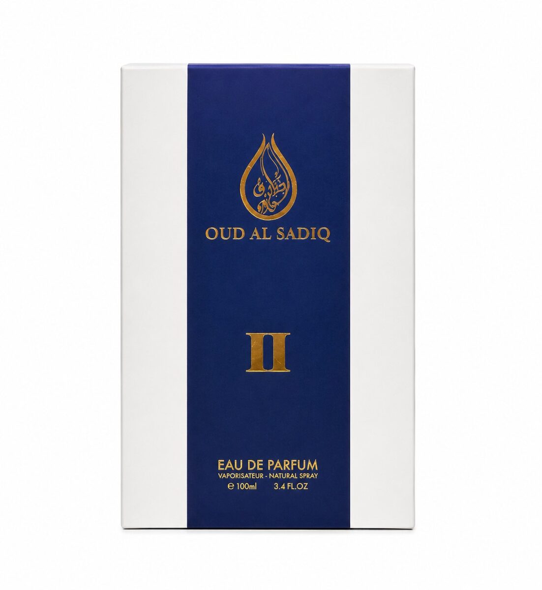 Oud Al Sadiq II 100ml unisex aromatic woody perfume in a royal blue bottle, Al Rehan UAE - view 2