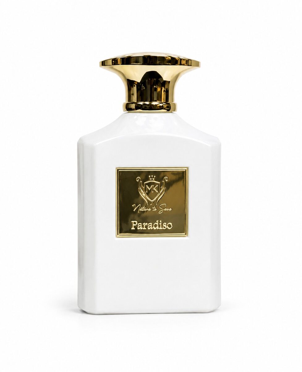 Lé Paradiso 100ml fresh floral perfume for women in a white bottle with gold cap, Al Rehan UAE