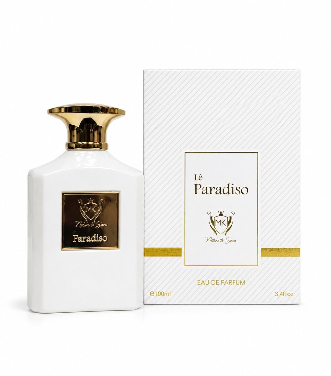 Lé Paradiso 100ml fresh floral perfume for women in a white bottle with gold cap, Al Rehan UAE - view 3