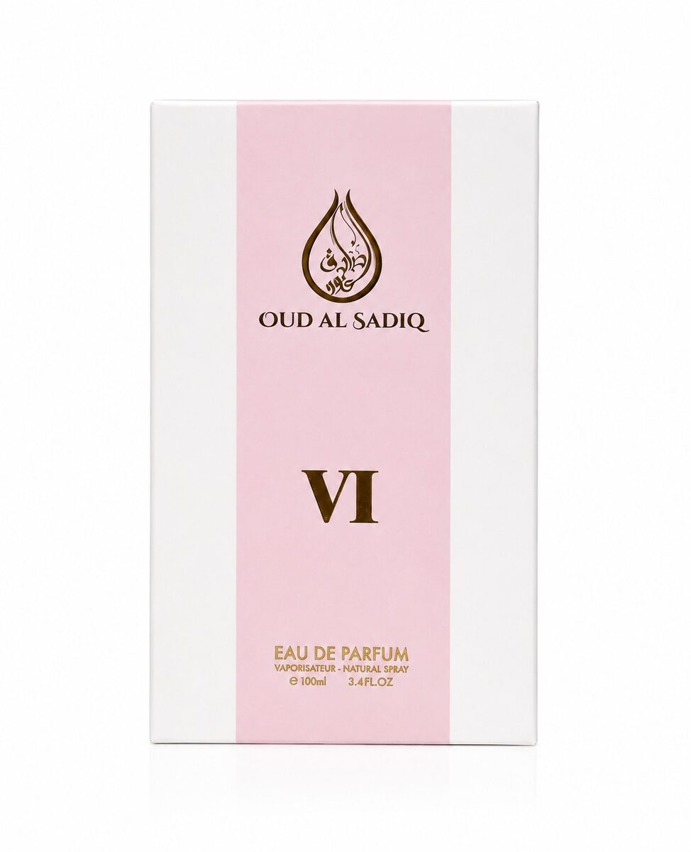 Oud Al Sadiq VI 100ml unisex floral perfume in a pale pink bottle with gold crown, Al Rehan - view 2